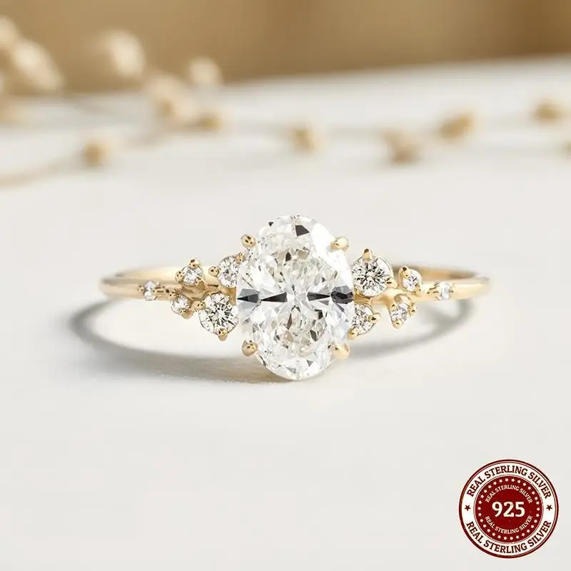 Stainless steel halogen ring silver semi permanent ring, suitable for women's wedding jewelry, with certificate attached