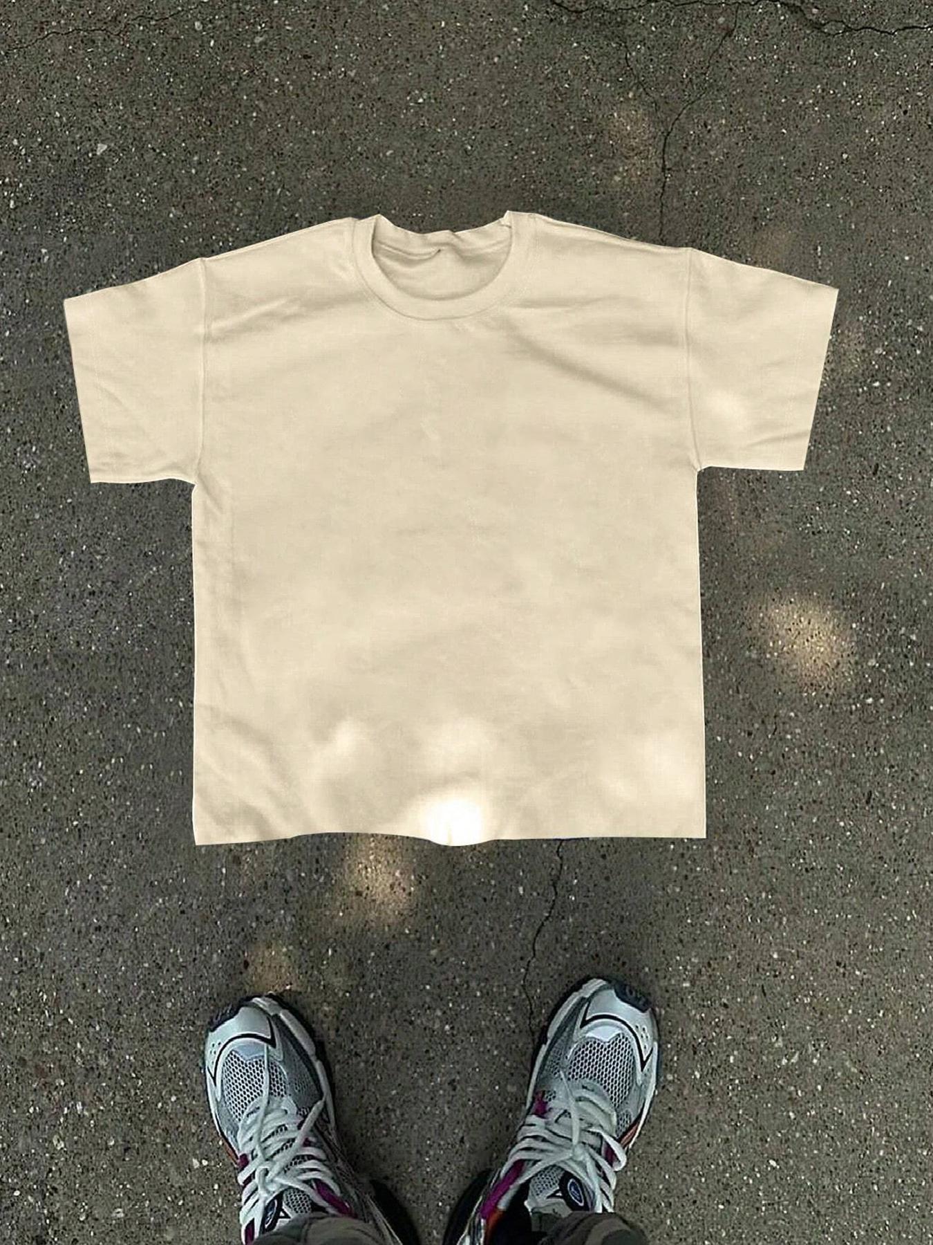 Unisex Men's Dinosaur Print Drop Shoulder Tee, Street Fashion Casual Short Sleeve Round Neck T-Shirt for Daily Wear, Men's Clothes for Summer