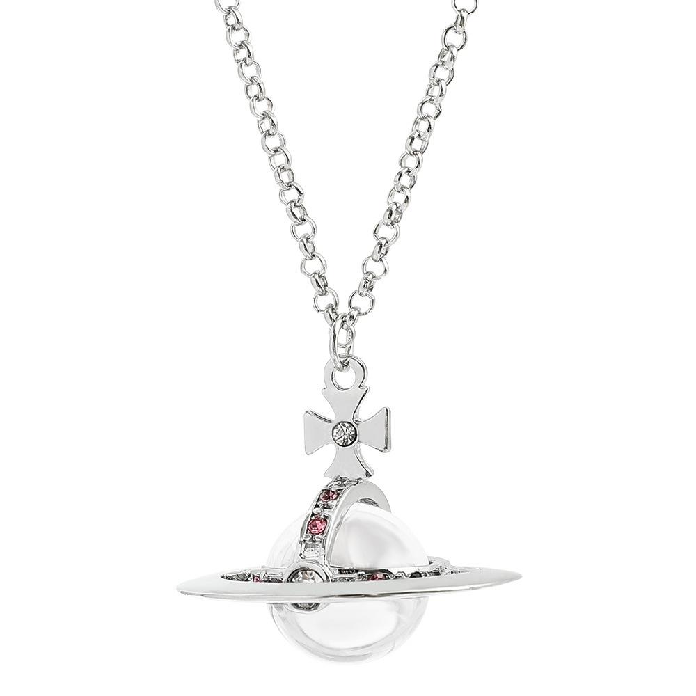 Necklace Glass Three-Dimensional Saturn Colorful Crystals Personality European and American Sweet Cool Necklace