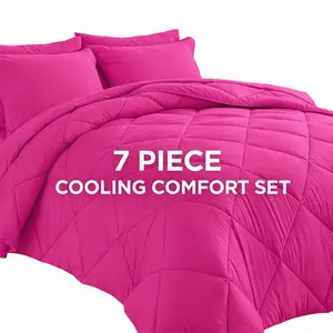 Cosybay Quilted Comforter Set 7 piece Full Queen King size– Include Comforter, Fitted Sheet, Flat Sheet, Pillow Shams & Pillowcases – Luxury Hotel Quality,All Season Bedding Set with Down Alternative Comforter, Home & Household essentials