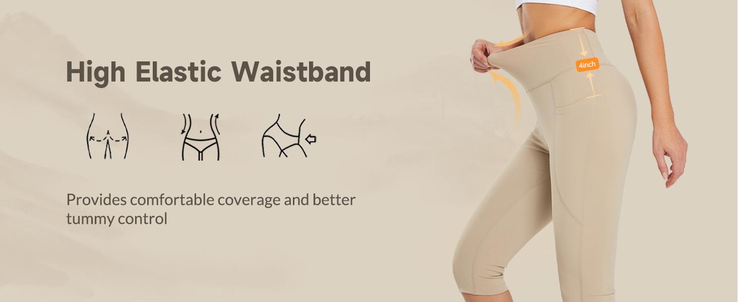 baleaf Women's Capri Leggings with Pockets High Waisted Knee Length Capris Stretch for Casual Yoga Pants Workout Exercise