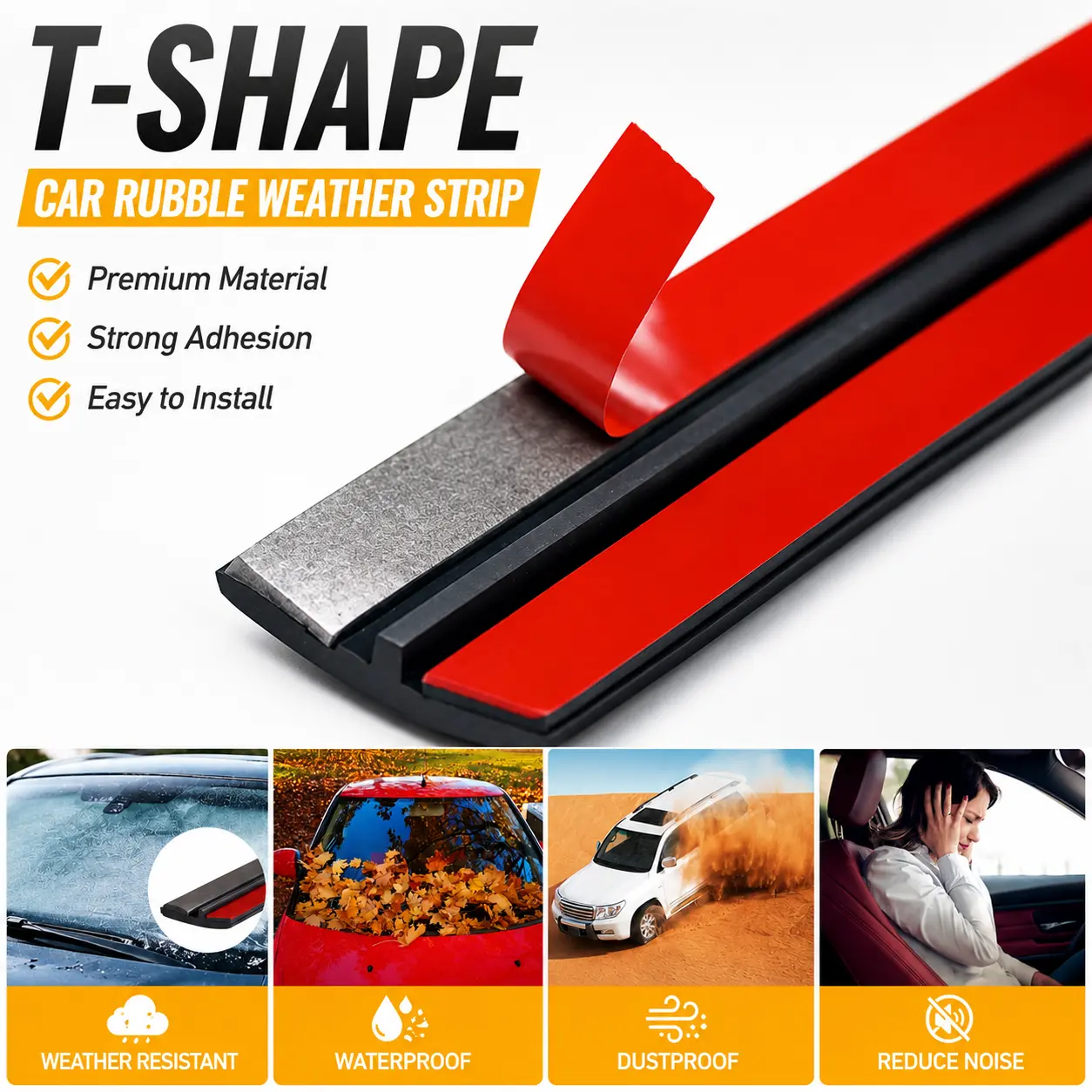 0.75in*3.3Ft Car Windshield Rubber Seal,Car Windshield Seal Strip,T Shape Automotive Weather Stripping for Front Rear Windshield,Automotive Door Sealing Strip Sunroof Seal