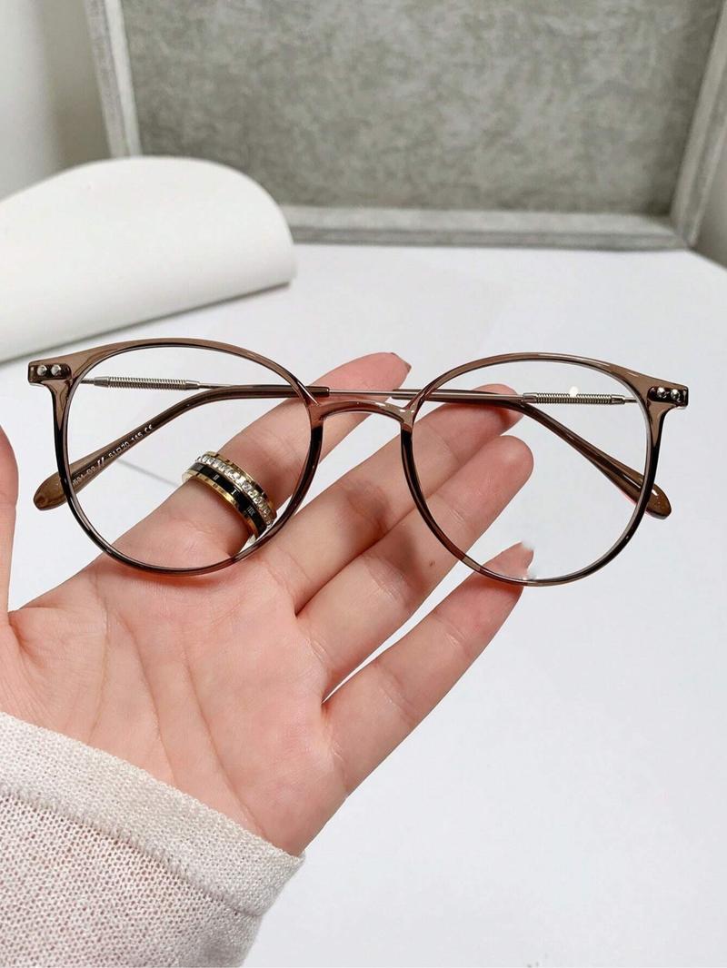 Women's Fashionable Oval Frame Anti-blue Light Glasses, Simple Style Plain Color Eyeglasses for Work, Daily Clothing Decor, Perfect for Student Daily Use, Trendy Casual Eyeglasses