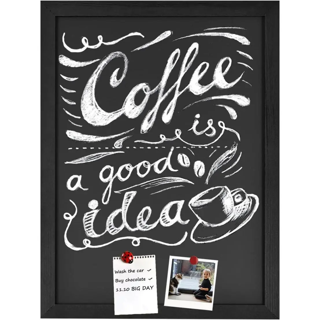 Chalkboard, Chalk Board with  Frame, 8.7" x 12.6", Black