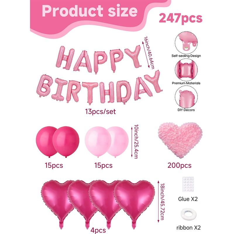 Balloon Arch Kit, Balloon Garland, 247pcs/set Mixed Color Balloon Set, Romantic Decorative Balloon for Birthday Wedding Baby Shower Party, Party Supplies