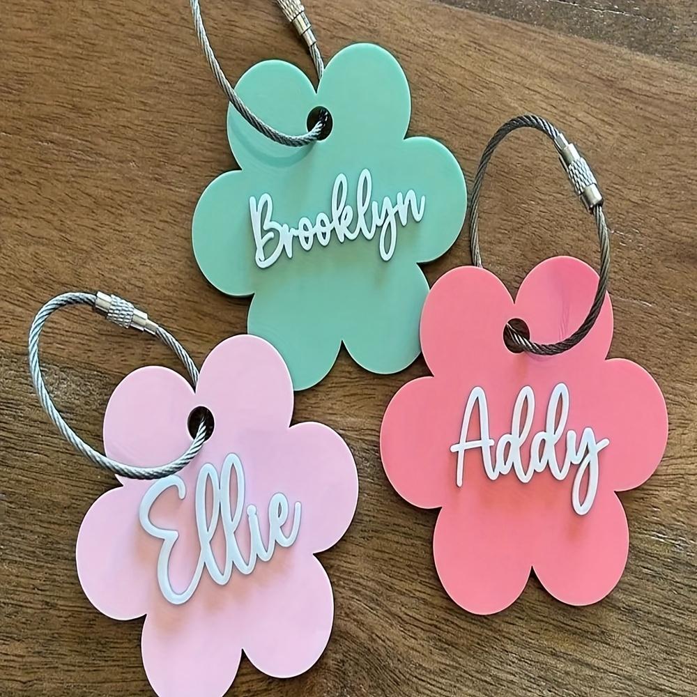 1pc Custom Acrylic Keychain with Steel Wire Loop - Floral Name Brand Letter Pendant, Luggage Tag Pendant, Perfect Back-to-School Gift