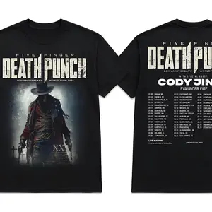 Five Finger Death Punch band's 20th anniversary world tour 2026 North America T-shirt Cotton
