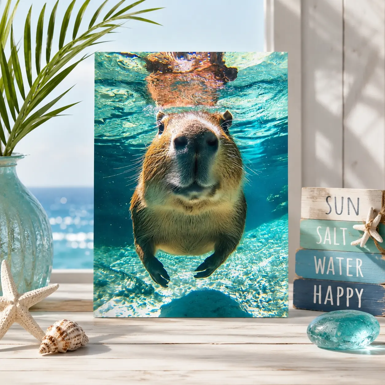 Cute Capybara Poster Waterproof HD Wall Sticker Self-Adhesive Decorative Art Poster  Fade-Resistant Scratch-Proof  Easy to Apply and Clean for Home Office Bedroom Living Room Kitchen Decor Multiple Sizes Gift