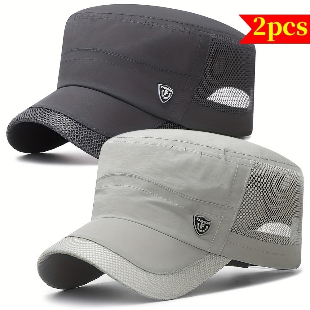 Unisex Adults' 2-Pack Flat Top Baseball Caps, All Seasons Quick-Dry Mesh Sun Protection, Breathable Thin Profile Sports & Outdoor Hats