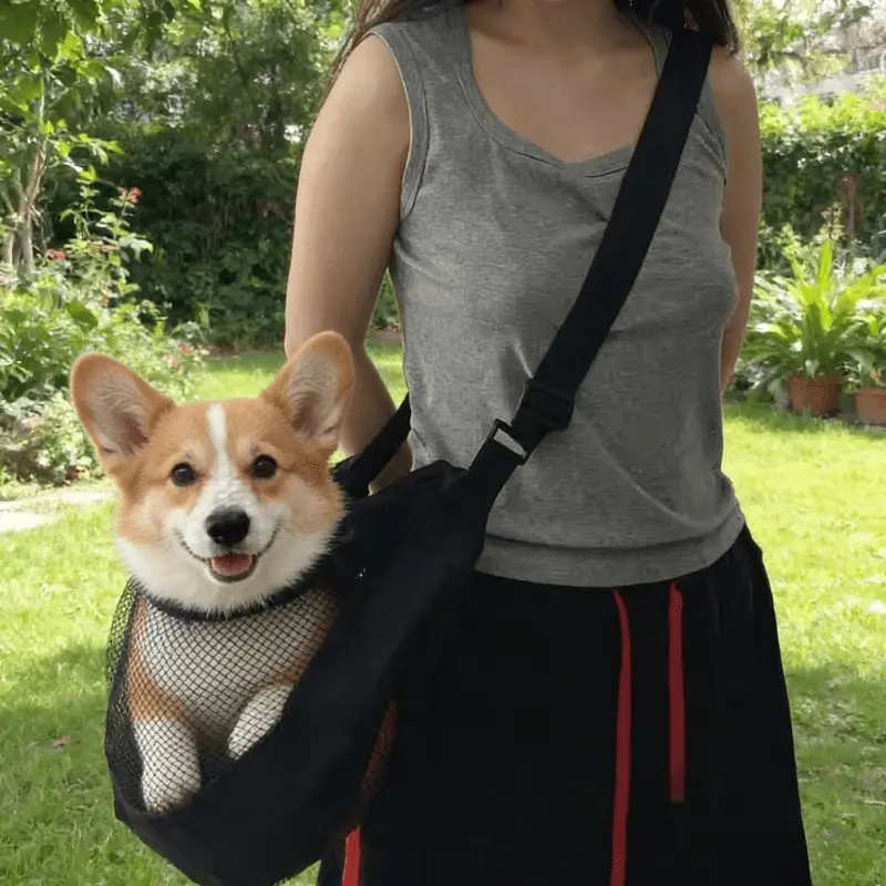 Breathable Mesh Pet Sling Carrier Adjustable Strap Crossbody Dog Cat Shoulder Bag Lightweight Travel Handbag for Small Puppy Kitten Outdoor Walk
