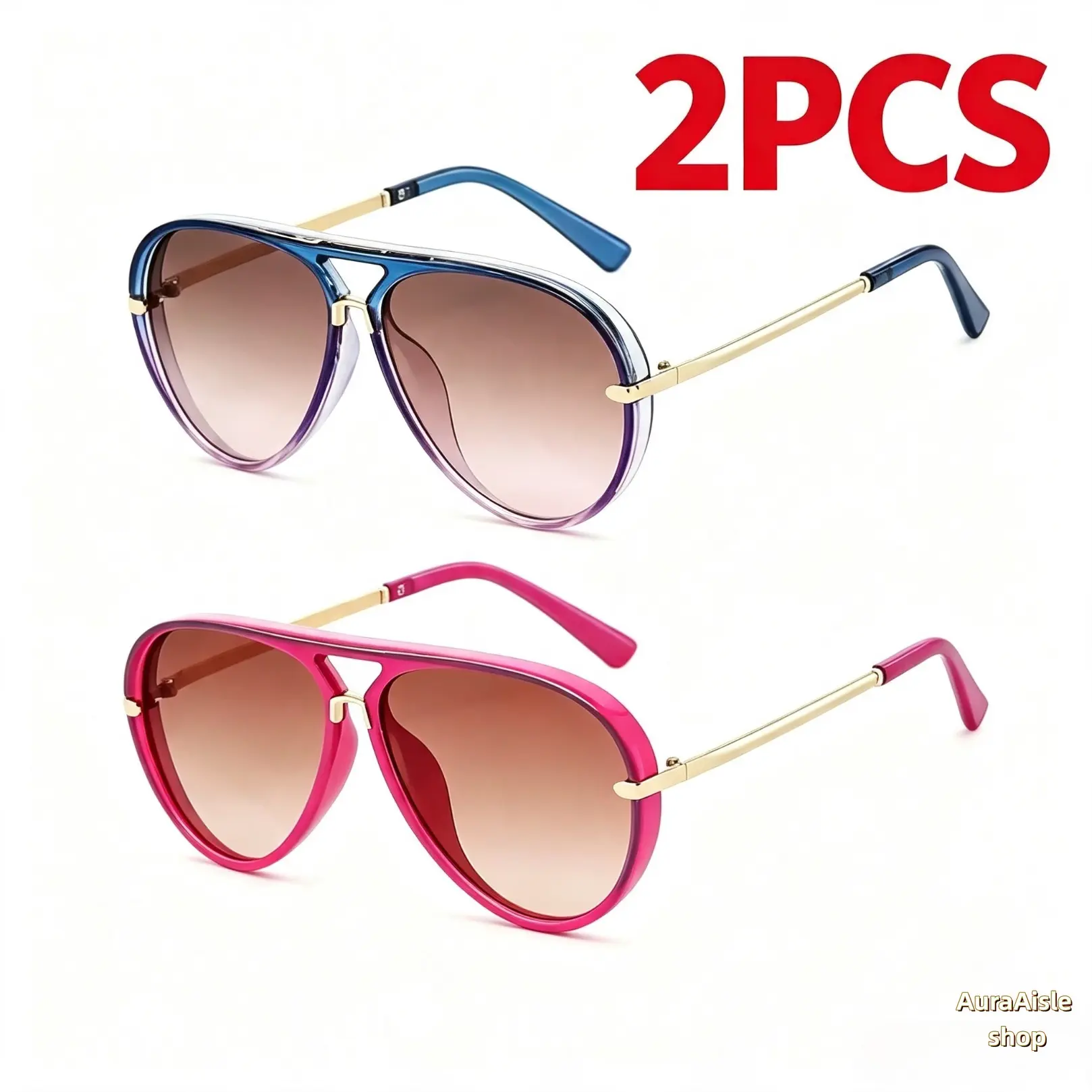 Retro Aviator Sunglasses With Metal Frame And Gradient Lenses, Full Rim Polyamide Eyewear, Unisex Fashion Accessories For Street Style, Outdoor Activities And Daily Casual Wear