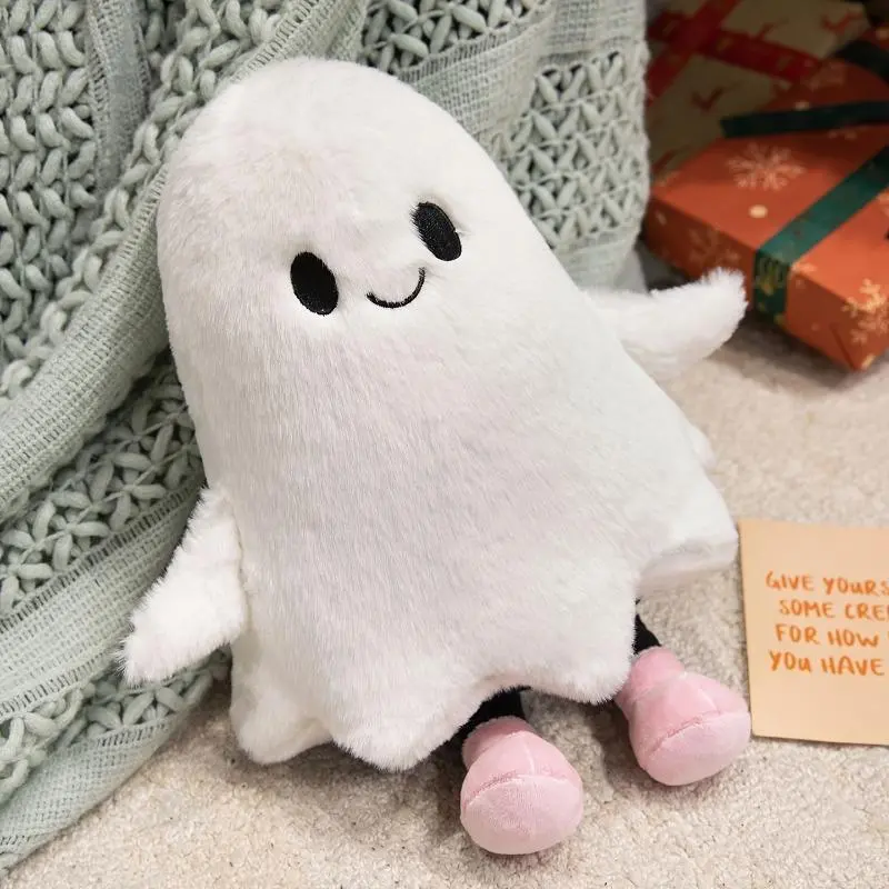 Unisex Ultra-Soft Plush Ghost Toy with Tiny Shoes - Halloween Aesthetic Stuffed Toy, Party Decor, Kid Decor, Ideal Gift for Family, Cute Haunting Companion, Ghost Shoes