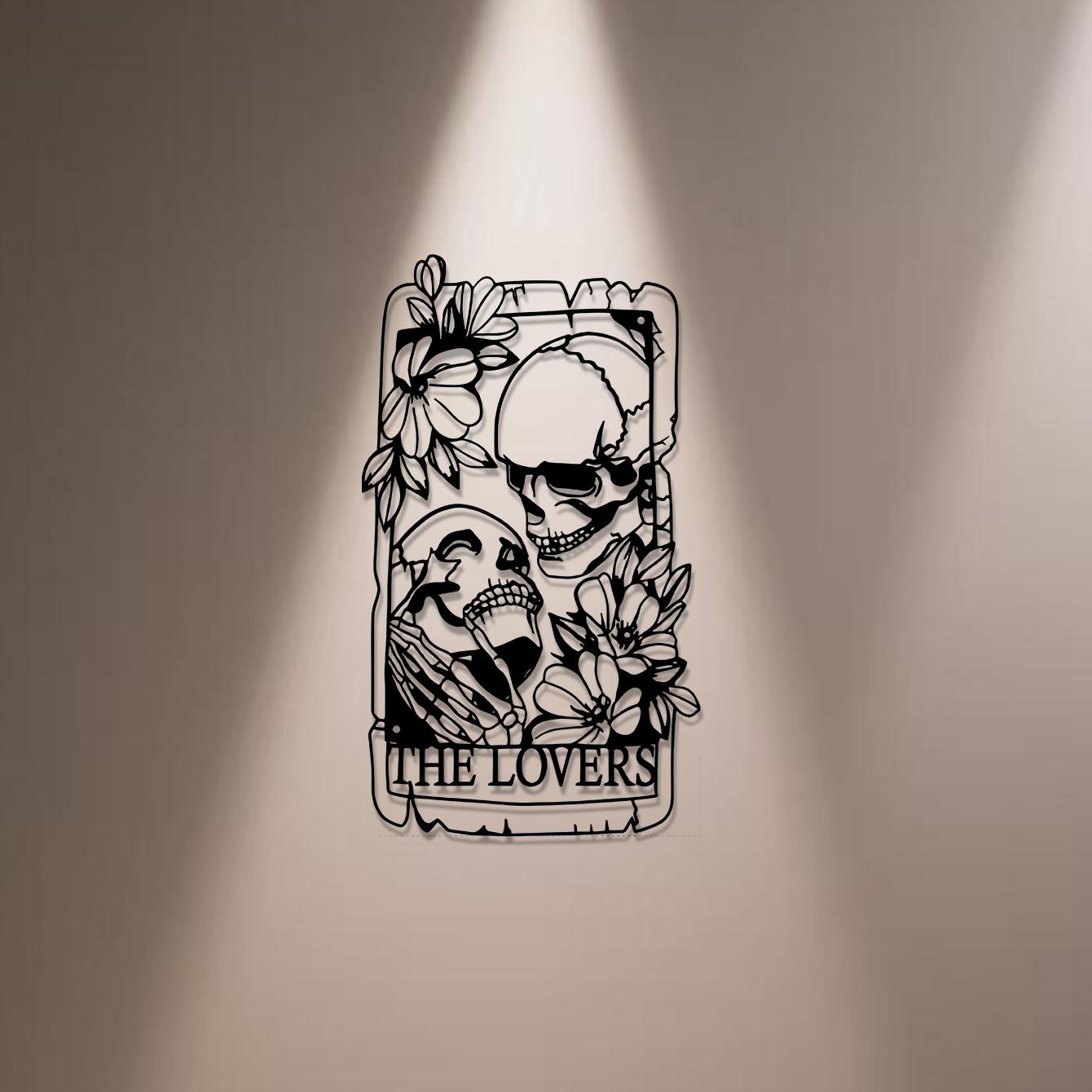 Skull & Flower Pattern Hanging Decor, 1 Piece Gothic Style Wall Art, Wall Hanging Decor for Home Living Room Bedroom Garden, Hangable Ornaments