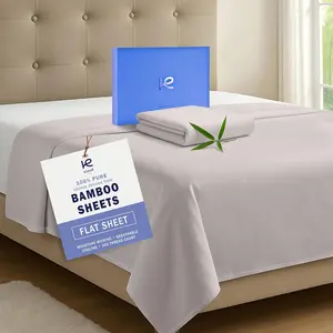 Viscose Bamboo Flat Sheet Only King Size, 100% Organic Cool Bed Sheets, Extra Wide Top, Viscose Bamboo Cooling Sheets for Hot Sleepers (Dove Grey)