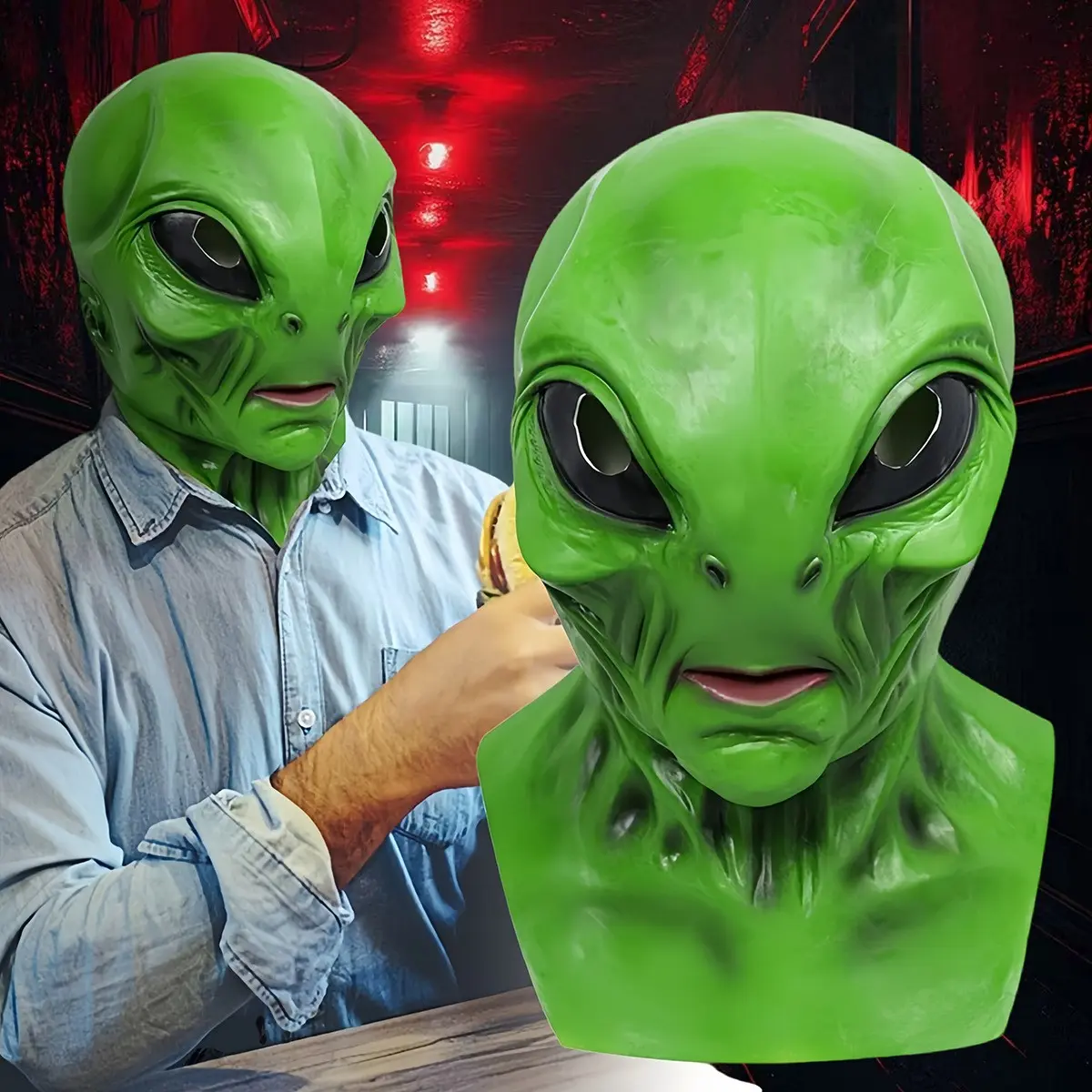 Funny 3D Sci-Fi Alien Full Face Print Mask, Unisex, High Elastic Breathable, Ideal for Cosplay, Short Video Shooting, Theme Parties, Futuristic Mask