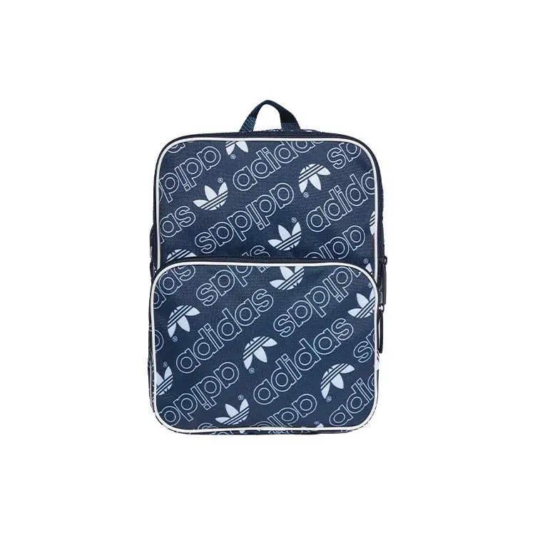 Adidas Originals Classic Logo-Print Polyester Backpack for Men and Women – Casual Zip-Up Style in Deep Blue
