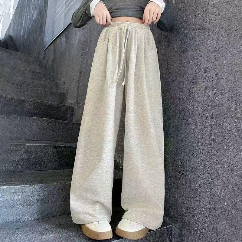 Girls' Fleece-Lined Wide-Leg Pants, 2026 Fall-Winter Loose Fit Casual Full-Length Clothes for Older Kids