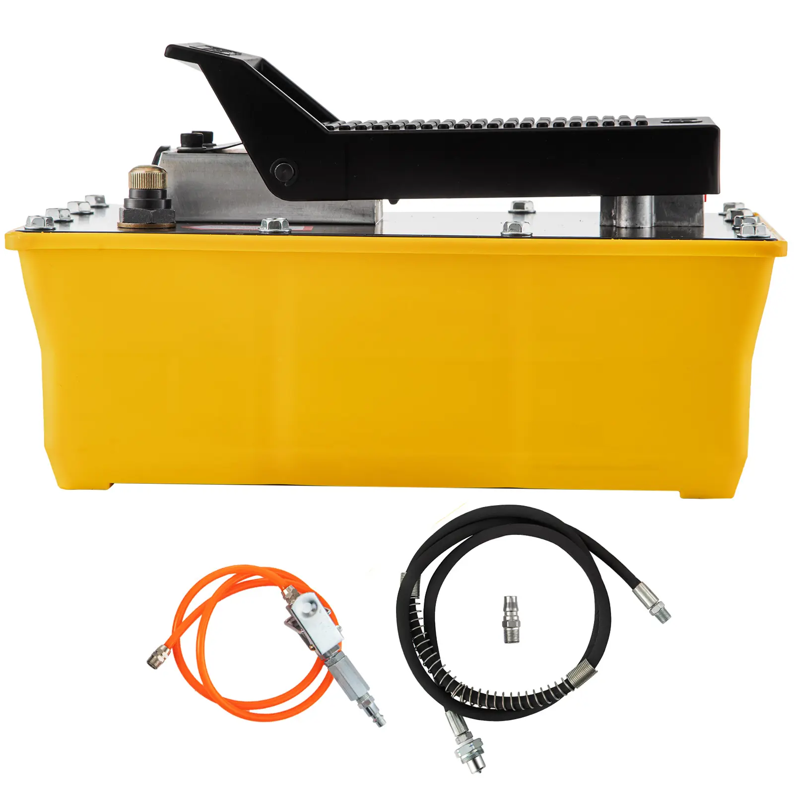 Air Hydraulic Pump, 10,000 PSI Hydraulic Foot Pump, 0.6 Gal Reservoir Foot Operated Air/Hydraulic Pump, with Hose and Spray Gun for Heavy Machinery Rigging, Auto Repair, Auto Body Frame Machines