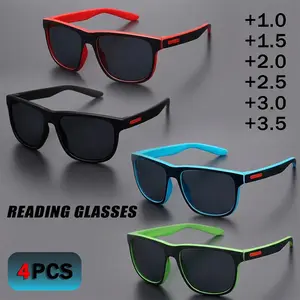 4pcs Fashionable Reading Glasses, Unisex Frame Design, +100° to +400° Prescription, Stylish and Versatile, Perfect for Men and Women