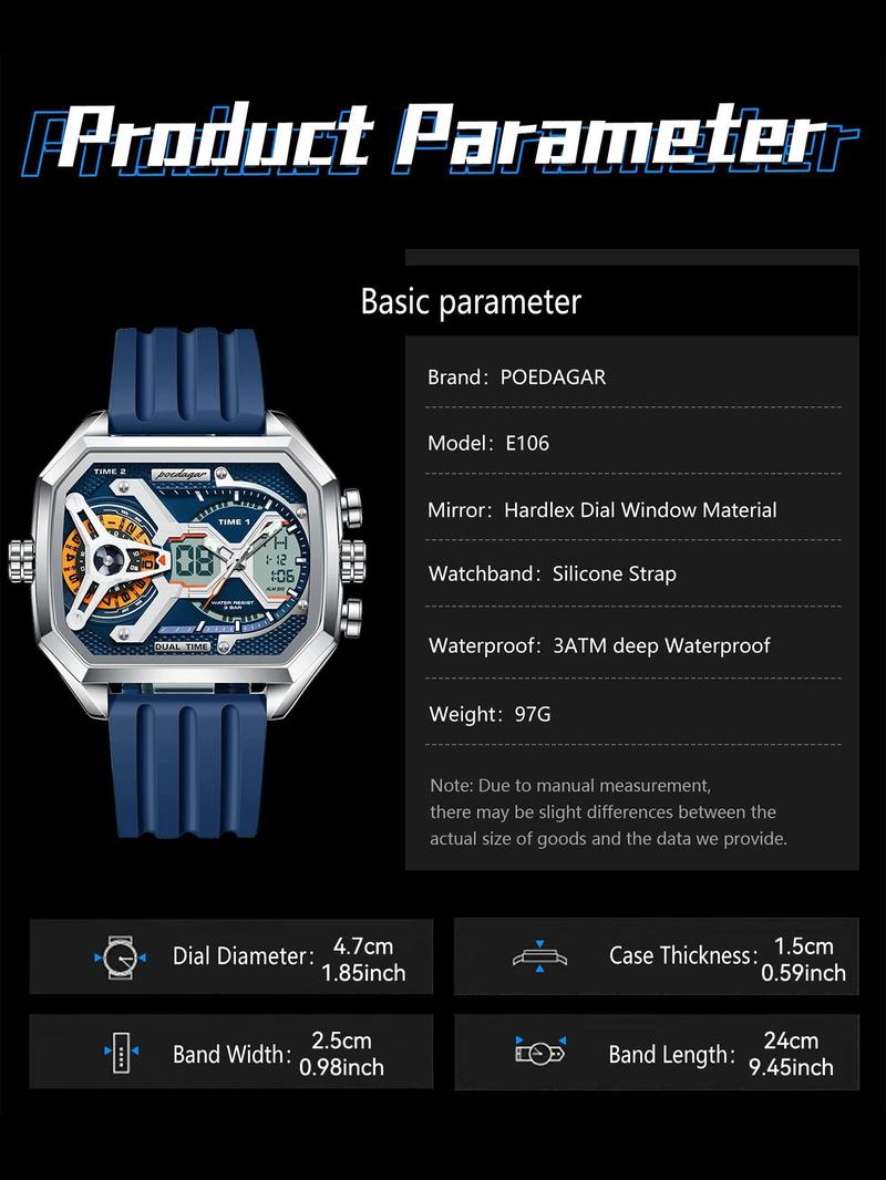 Men's Business Fashion Digital Quartz Watch, Casual Trendy Digital Watch with Luminous Dial, Fashionable Watch for Daily & Business Decoration, Luminous Analog Watch, Business Fashion Watches