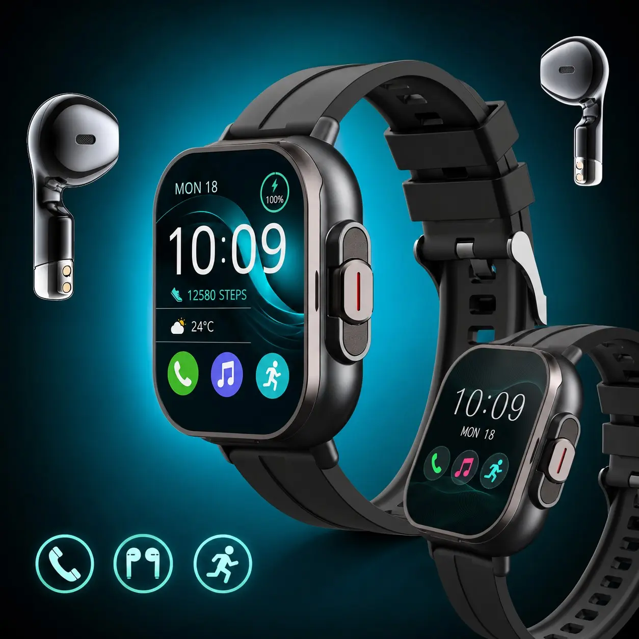 Multifunctional Smartwatch Wireless Earphone Set, Bluetooth-compatible High-Quality Audio, Sports Leisure Watch, Smart Connectivity for Daily Use