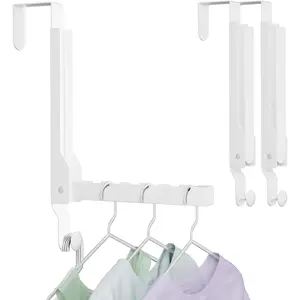 2 Pack Over The Door Folding Clothes Drying Rack, Foldable Portable Collapsible Hanging Coat Rack Hook for Indoor Laundry Room Compact Small Space Upgraded White 2 Pack