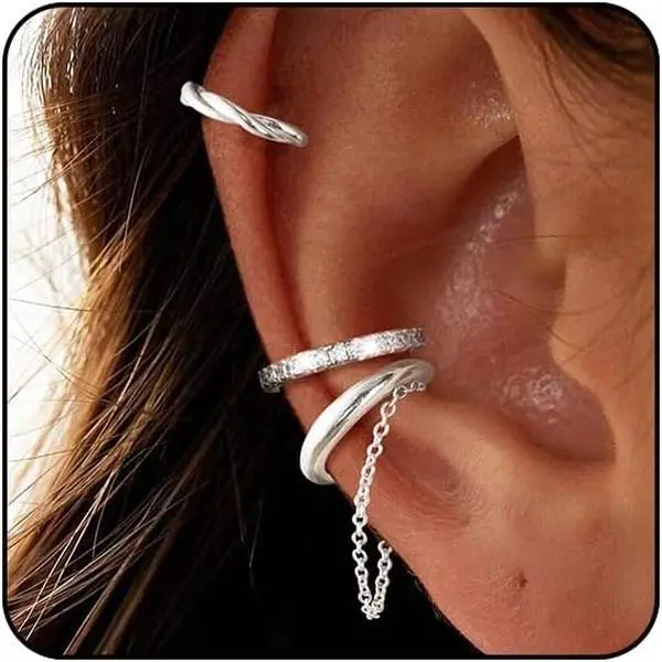 Ear Cuffs Non  Sparkly Cuffs for Women Non Piercings   Piercings Sparkle Clip  Earrings Bling Cartilage Earring Ear Cuff Earrings for Women Dainty Earring
