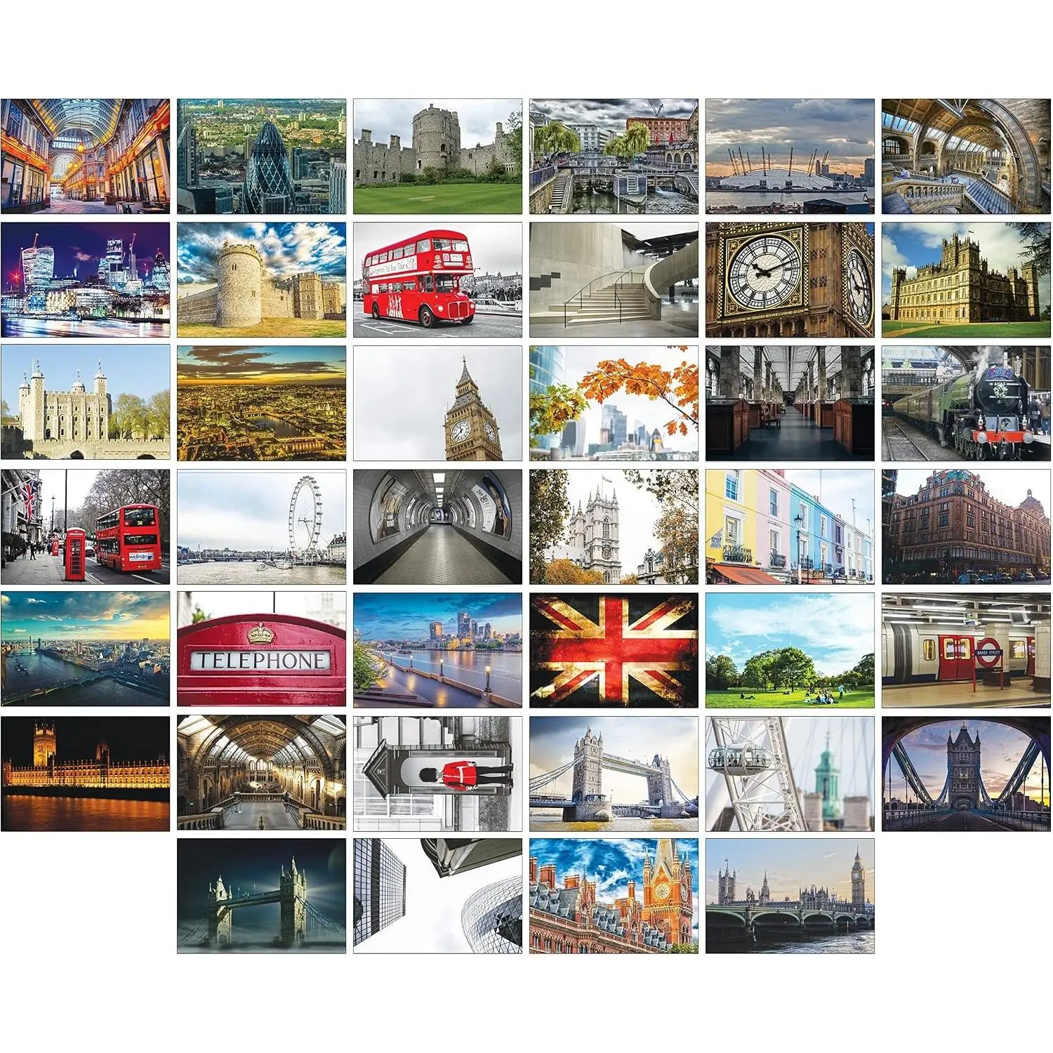 London Postcards Set of 40 Unique Designs on Thick Premium Card for Collection, Decoration, Mailing and Greeting