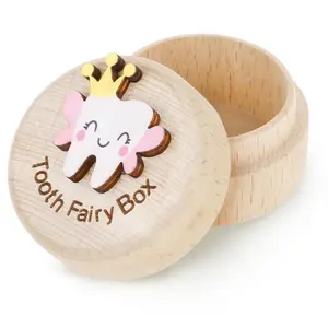 Cute Wooden Tooth Fairy Box for Girls, Colorful Storage Gift for Lost Teeth, Kids' Memorial Keepsake, Suitable for Boys and Girls