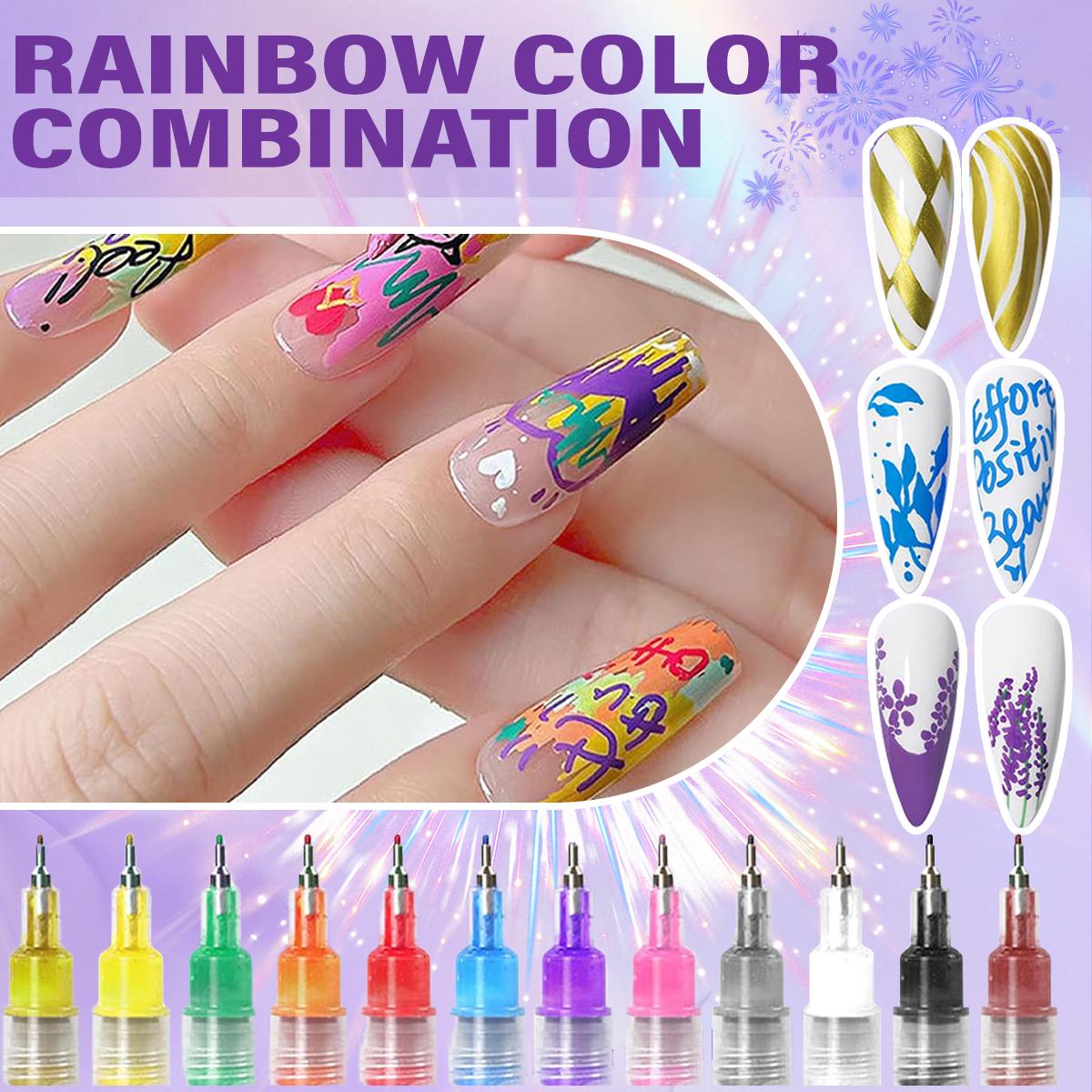 Dual-Tip 24-Color Nail Art Doodle Pens 12 Pk Durable Smooth-Flow Acrylic Markers for Pro Salon DIY Home Use Long Lasting Water Based Versatile Application