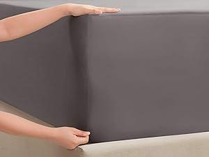Deep Queen Sheets Sets - Fits Mattress 18-24 Inches Deep - Deep Sheets - 6 Piece Queen Size - Grey