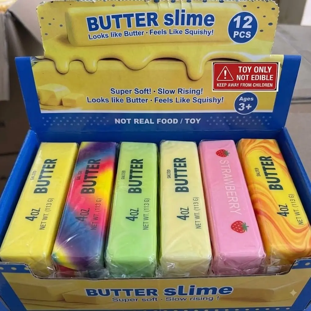 12-Pack Butter Scented Stress Relief Toys, Slow-Return Rubber Sticks, 6 Colors, Office & Desk Anxiety Relief, Fun Sensory Play, Squeeze Fidget
