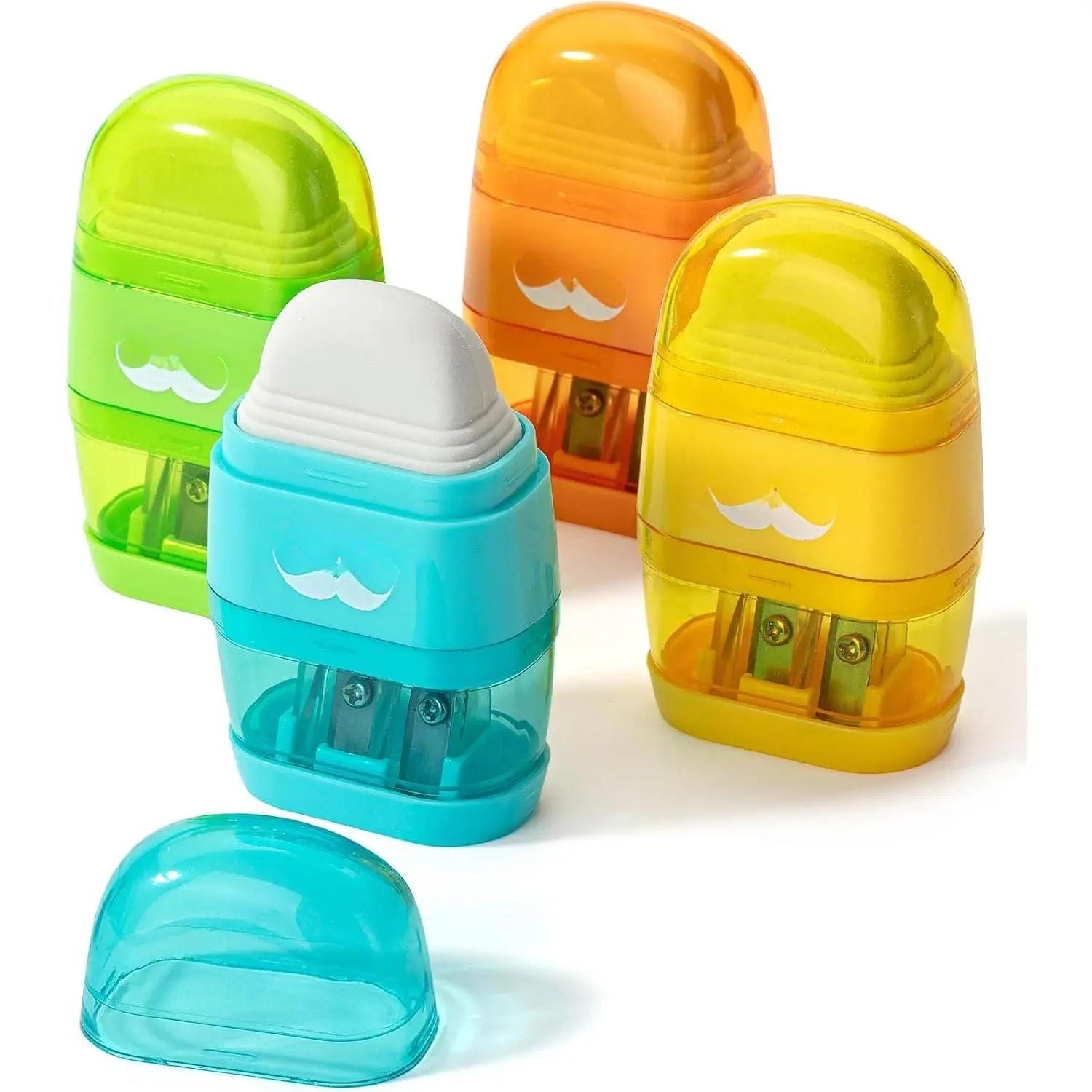 - cil Sharer & Eraser, 4 Pack | 2-in-1 Manual Sharers with Canister, 2 Sharing Holes for Standard &  cils, Colorful  Hole Design for School