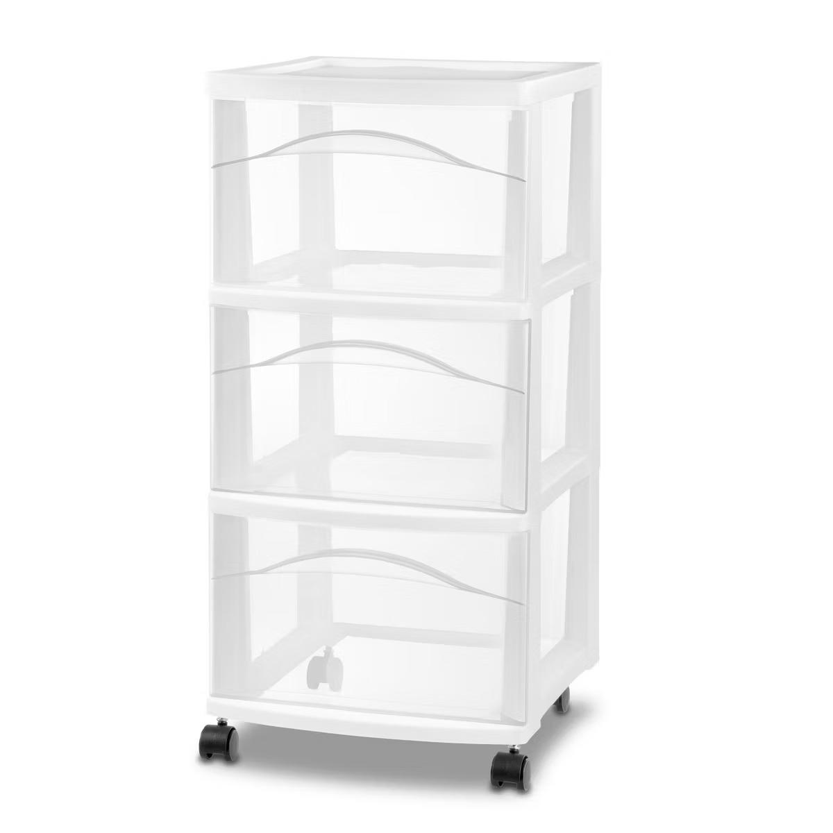 Medium Three-Drawer Cart Doubles as a nightstand, dresser, or efficient use of closet space. Lightweight Organiser