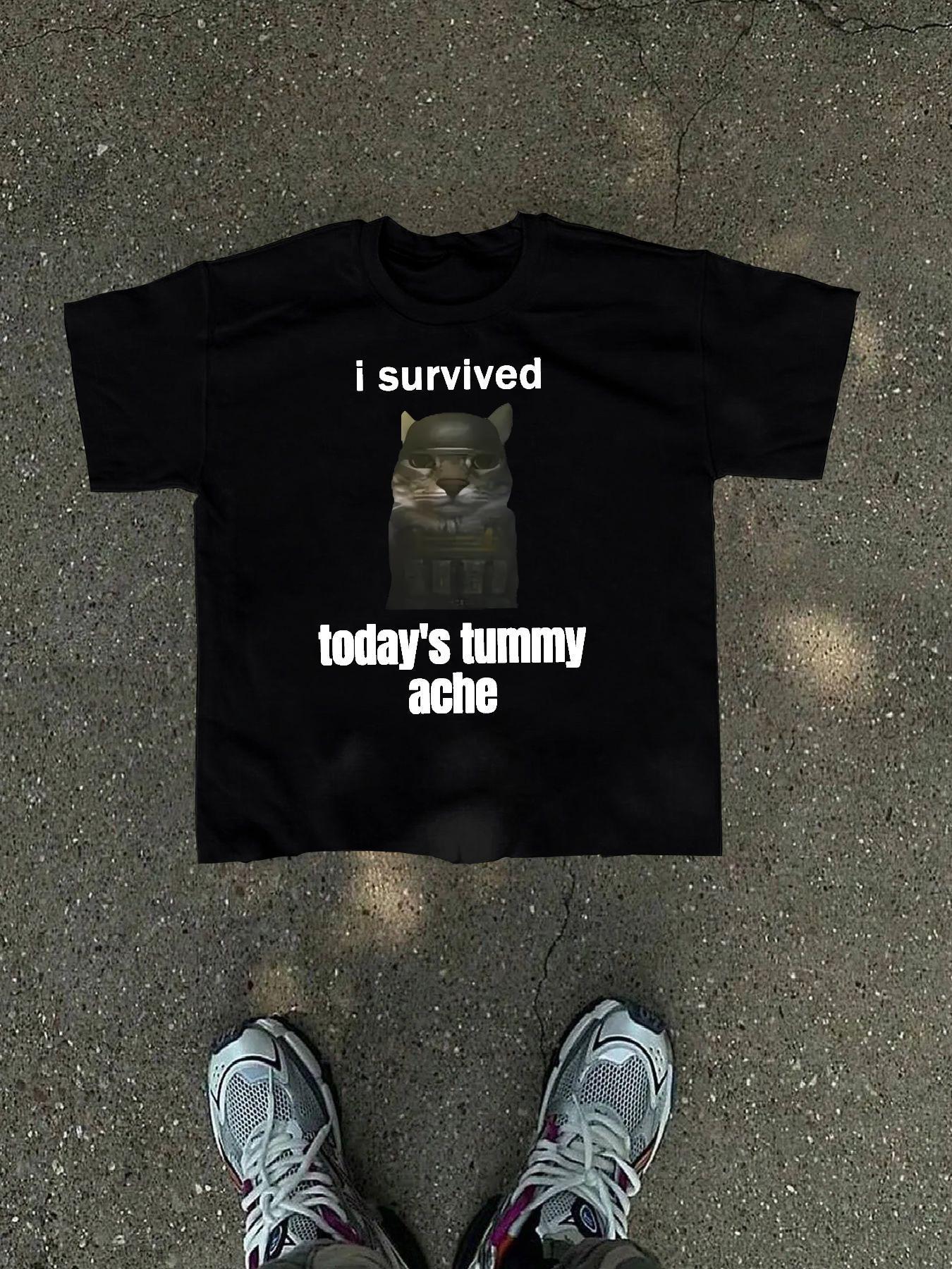 Men's Cat Graphic Print Round Neck Tee, Regular Fit Street Fashion Casual Short Sleeve T-shirt for Daily Wear, Men's Clothes for Summer