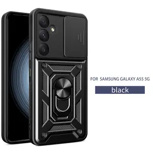 Case for Samsung Galaxy A55 5g Dual Layer Shockproof, Removable Fingerprints Lens Cover, 360° Rotatable Magnetic Stand, Anti-Drop for Samsung Galaxy A55 5g Phone Case