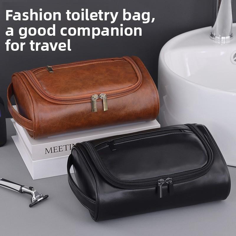 Waterproof PU Men's Travel Toiletry Bag – High-End & Large Capacity, Portable Makeup Organizer for Men, Perfect for Travel & Daily Use