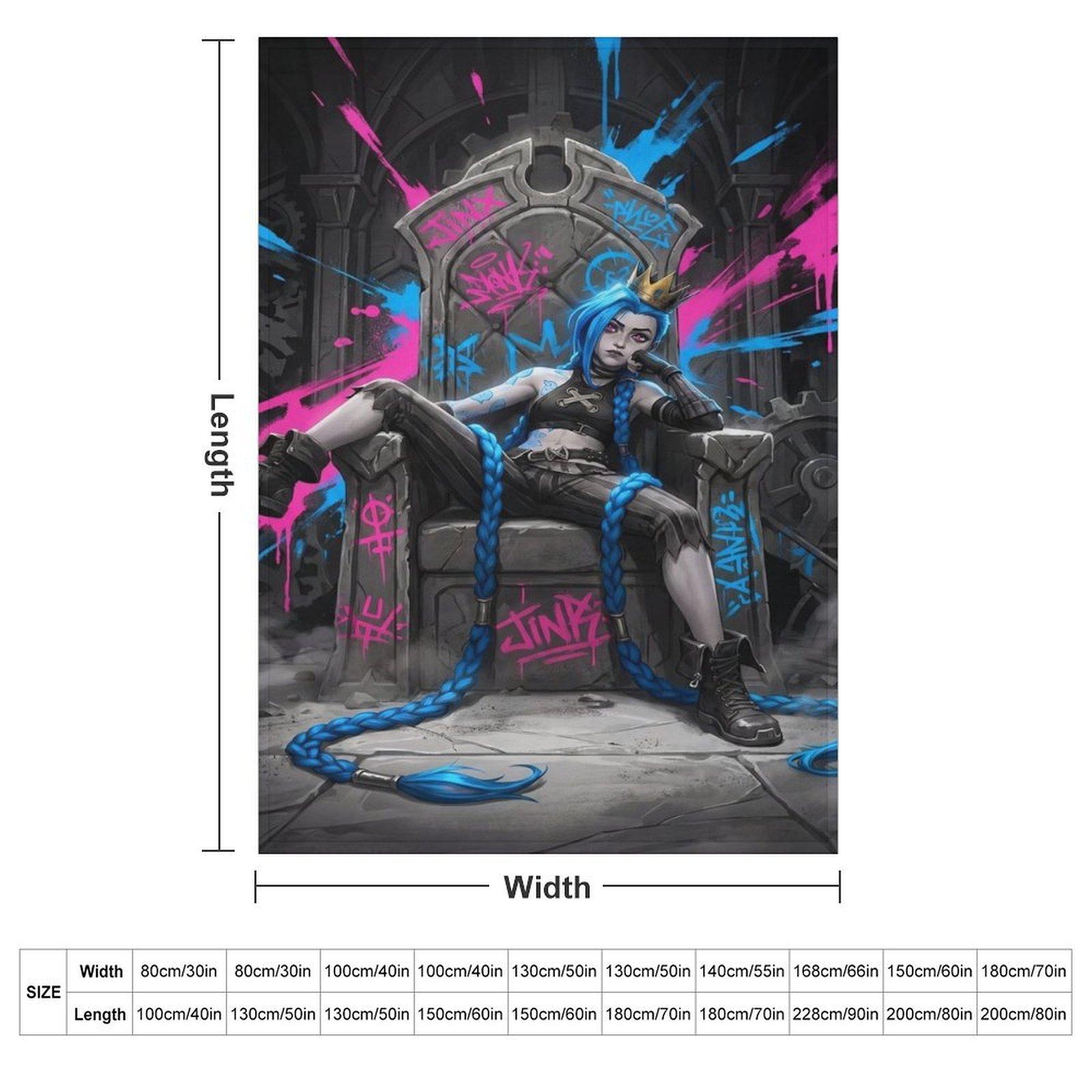 Jinx's Throne Graffiti Blanket | *Arcane* Epic-Themed Flannel Throw