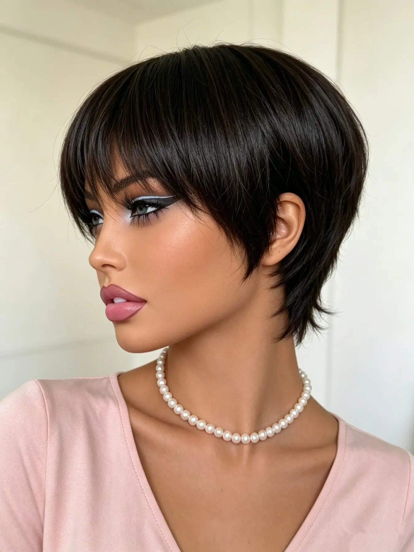 Pixie Cut Wig Straight Layered Natural, Human Hair Wigs for Women, Short Daily Party Cosplay Use, Machine Made Wig