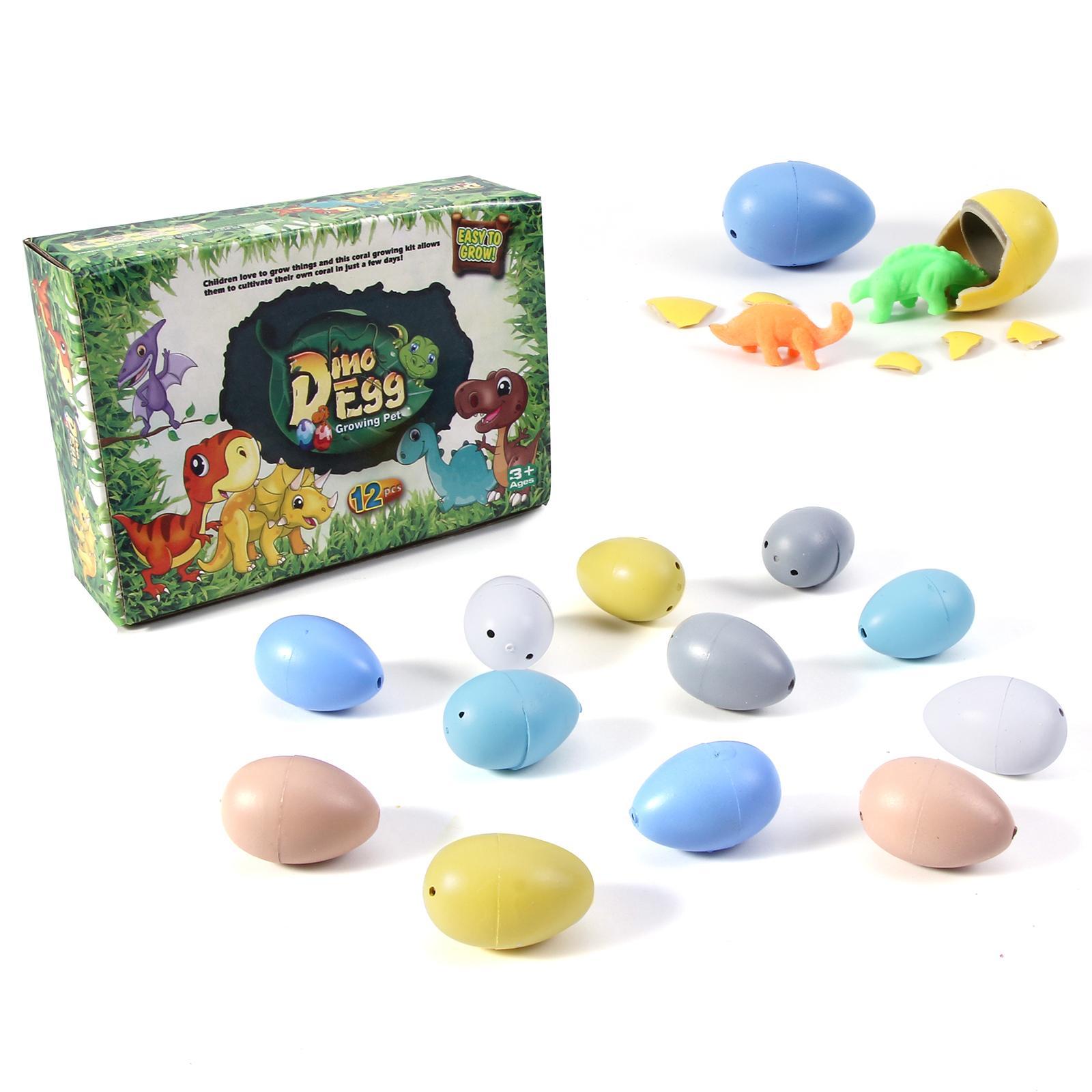 Hatching Dinosaur Eggs, 12pcs/set Crack Colorful Grow Dino Egg Animals That Hatch in Water Growing Pet Birthday Easter Party Favors Gifts for Kids
