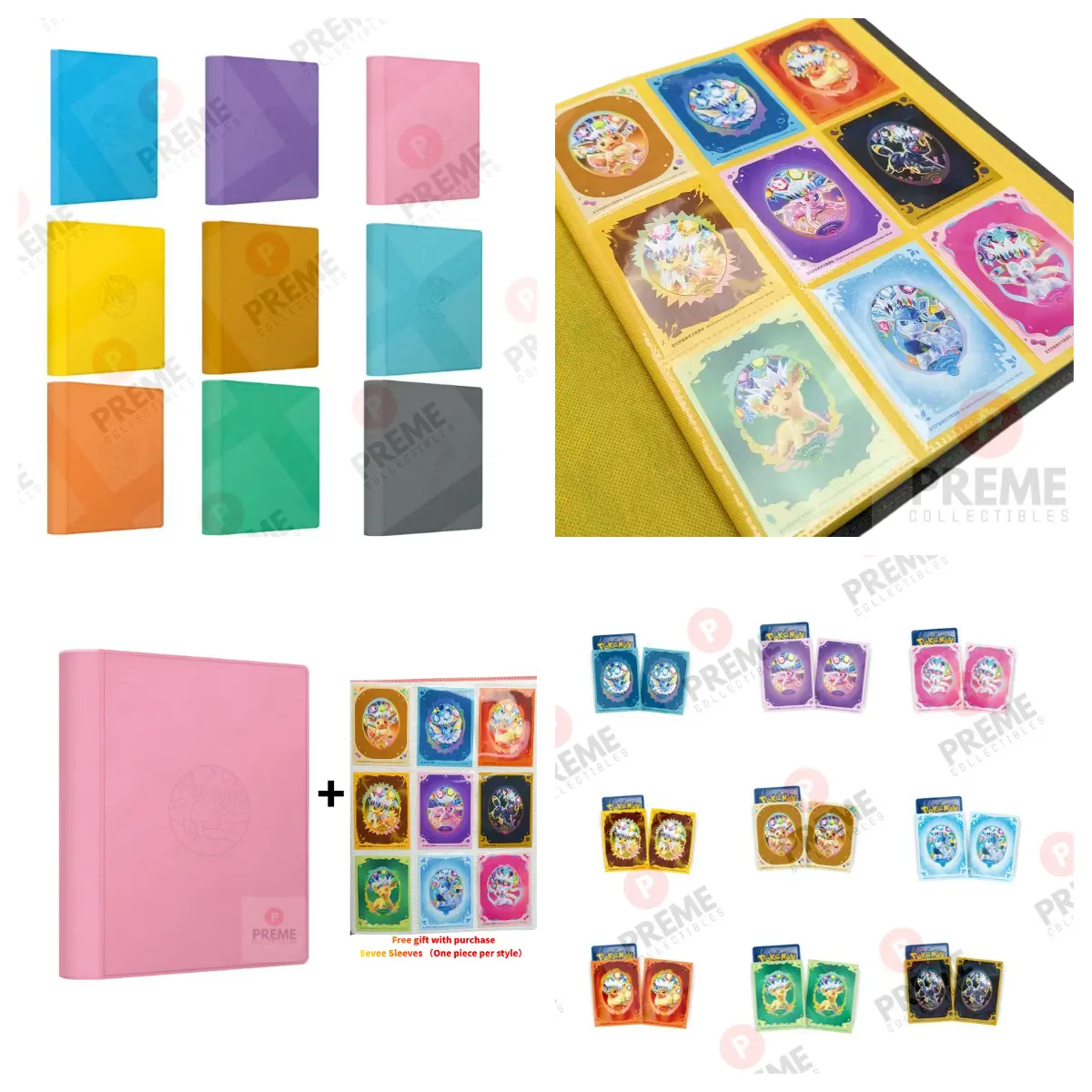 Pokémon 2026 Eeveelutions Collection Trading Card Album Bundle - 360-Pocket Binder, 64-Count Card Sleeve Protectors for TCG Players