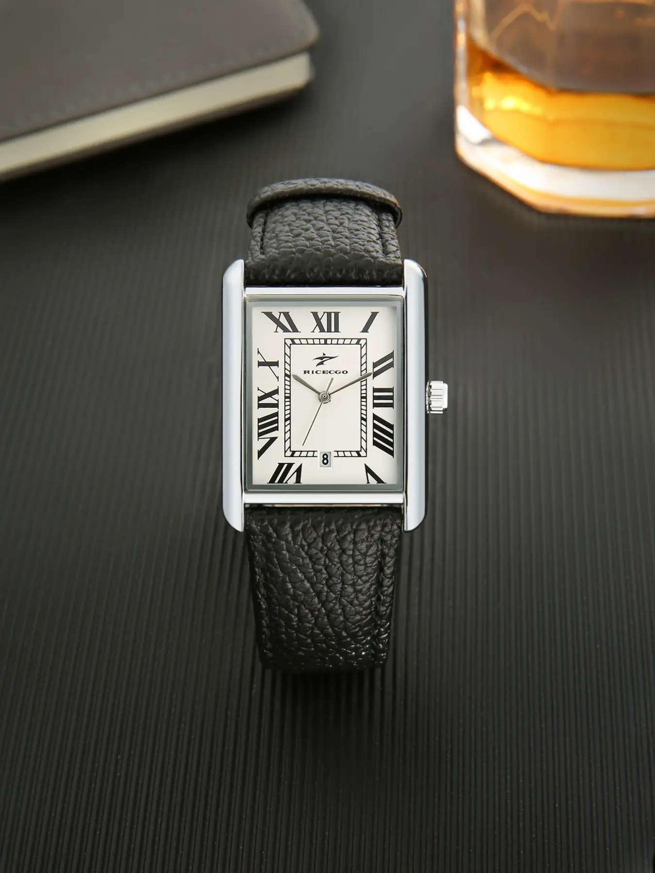 Unisex Retro Square Quartz Watch, Classic Roman Dial with Calendar, Suitable for Business and Commute, Timeless Design, Analog Watch