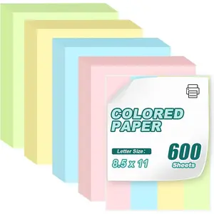 600 Pack Letter Size Colored Printer Paper, Colored Copy Paper 8.5 x 11, Assorted Copy Paper for Printer, Arts & Crafts, DIY Projects School & Office, Pink, Blue, Yellow, Green, 150 Sheets Per Color
