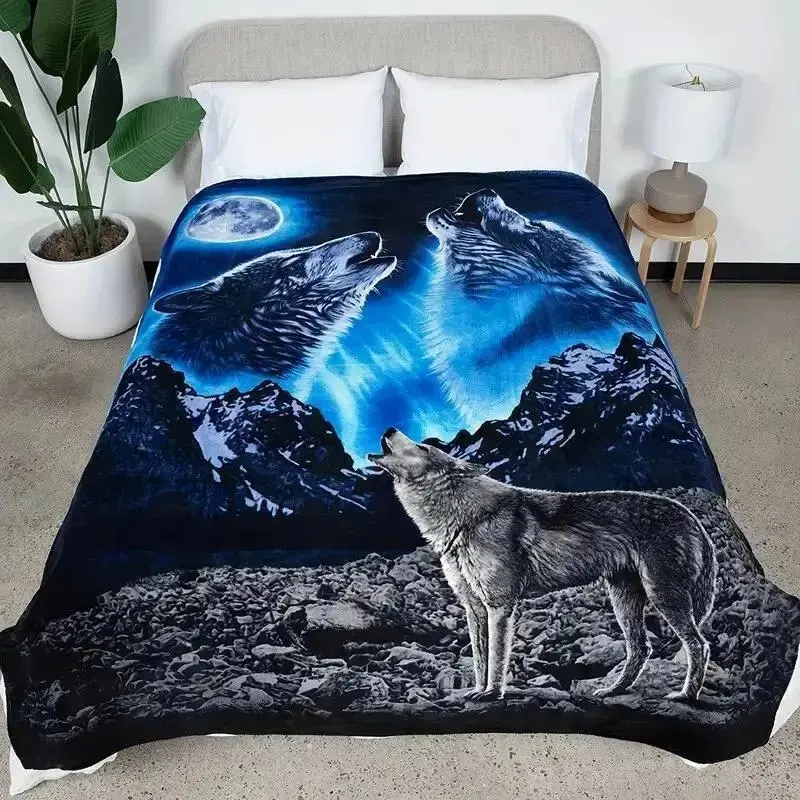 Wolf Print Faux Wolf Blanket - Soft Bedding Throw, Cozy Throw Blanket with Smooth Texture for Home, Indoor/Outdoor Use, Friend Gift,sohochic