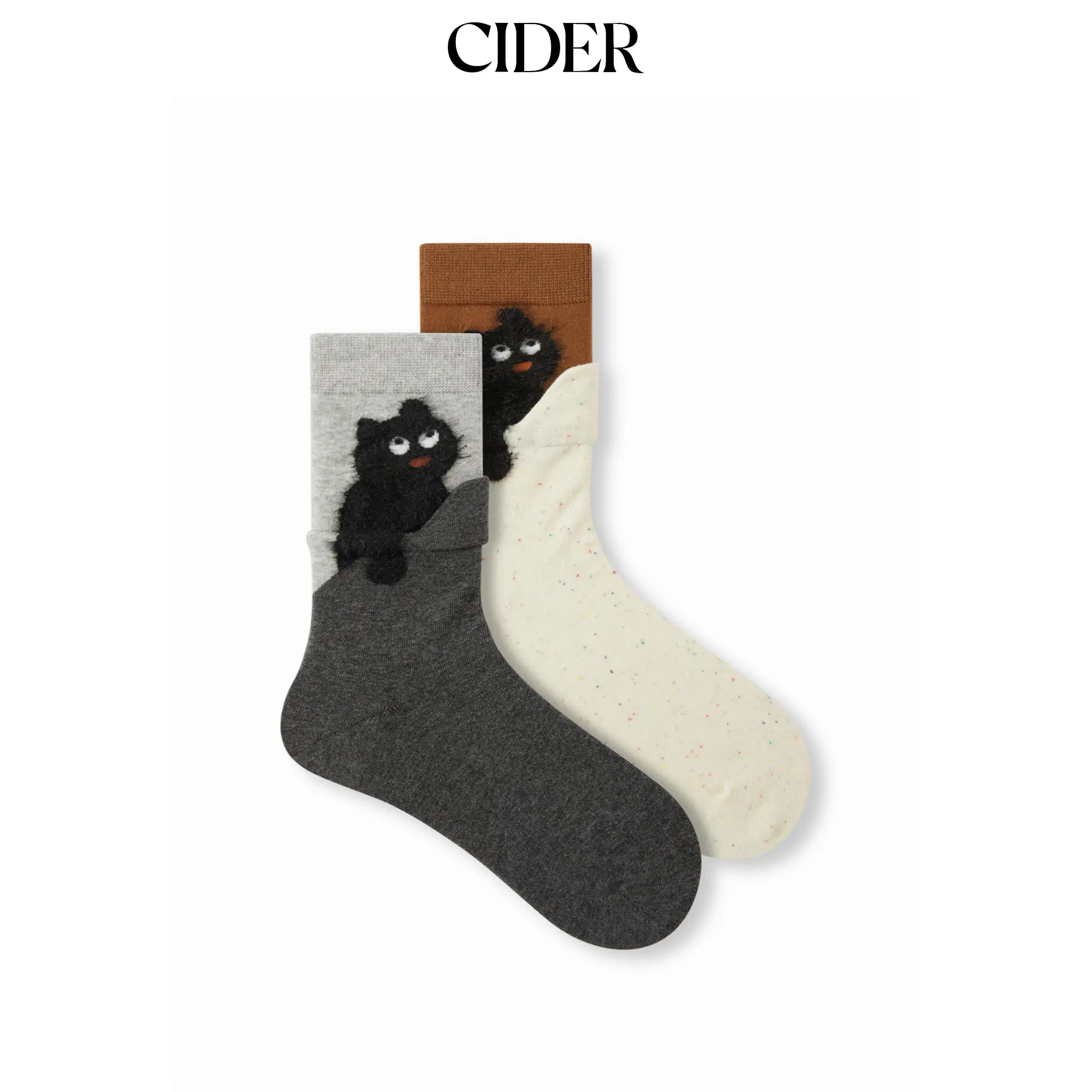 Cider 2 PAIRS CAT CREW SOCKS SET