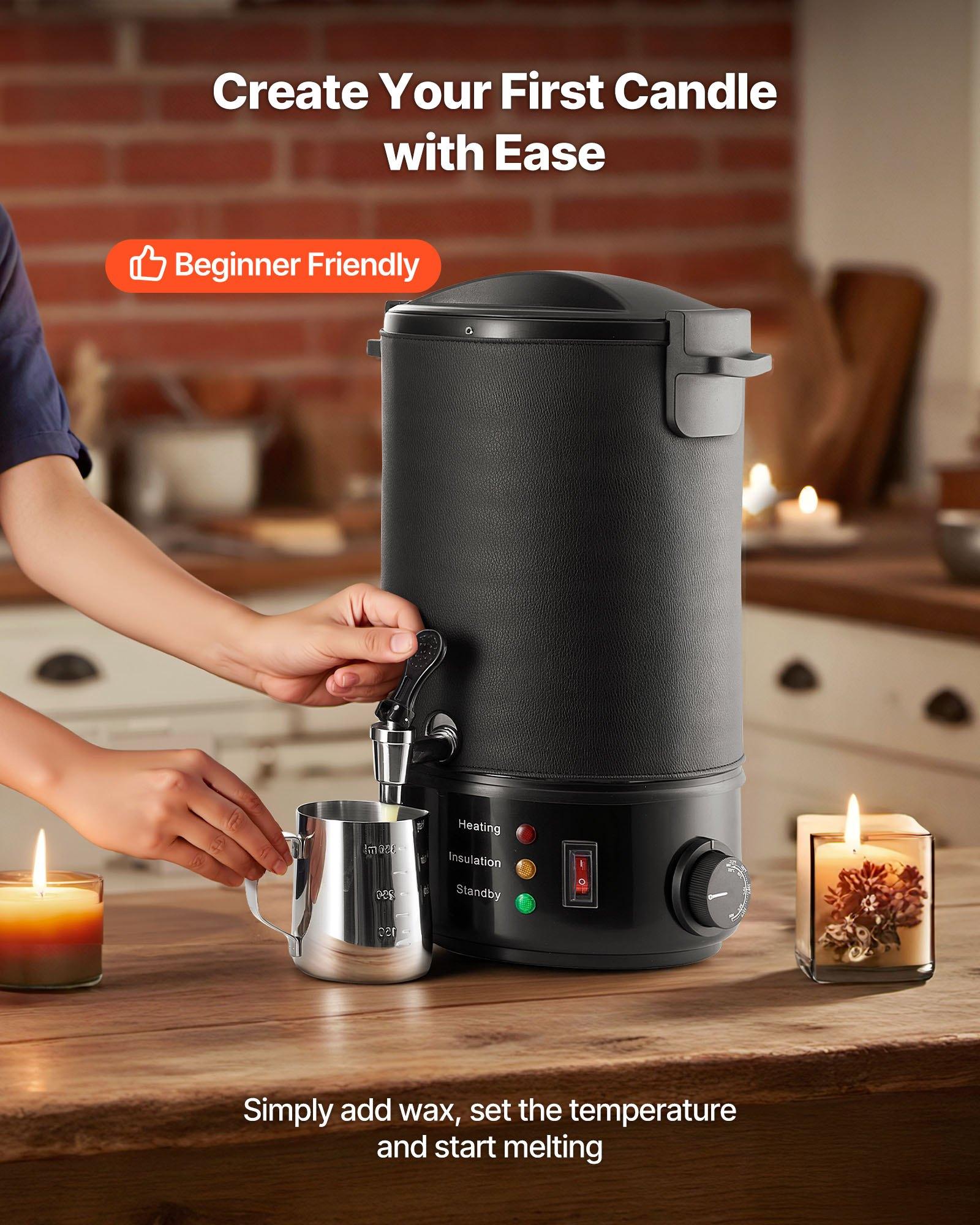 【Father's Day gift】VEVOR Wax Melter for Candle Making, 8.5 Qts, Fast and Even Heating, with Easy Pour Spout and Temperature Control, Grooved Base for Non-Stick and Smooth Flow, Wax Melting Pot for Making Candles Soaps