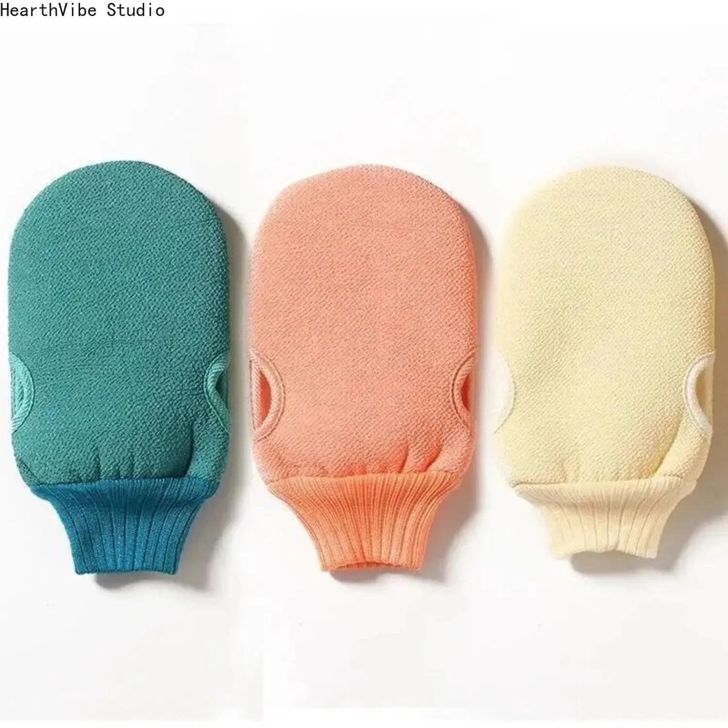 Exfoliating Body Scrub Gloves, Double-Sided Dual-Texture Mitts with Elastic Cuff and Thumb Hole Grip for Shower Spa Use, Body Scrubbing, Exfoliates Skin, Dead Skin, One Size, Unisex