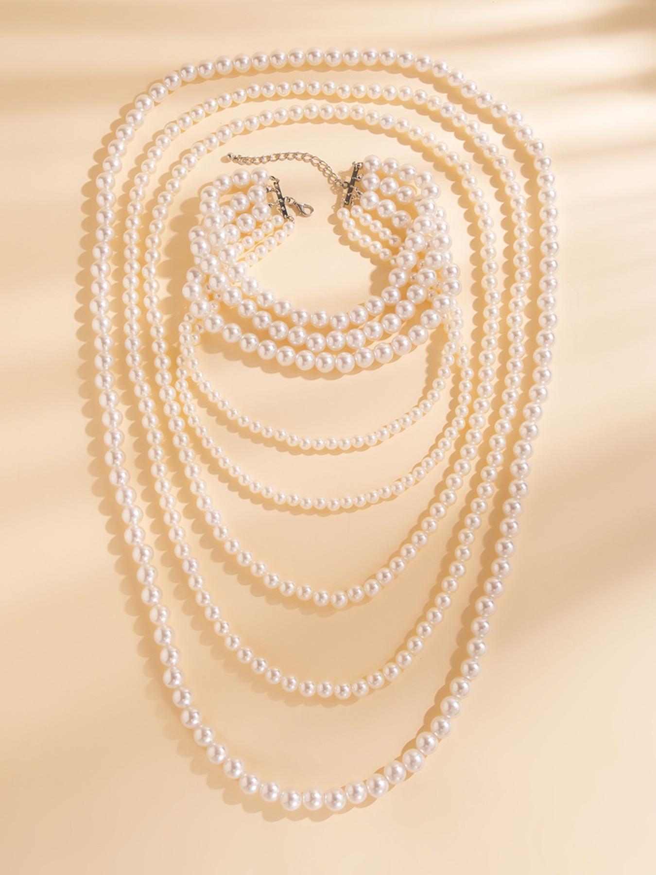 Women's Elegant Faux Pearl Decorated Necklace, Fashion Necklace, Exquisite Trendy Choker, Chic Jewelry As Gift for Girlfriend, Elegant Beaded Necklace