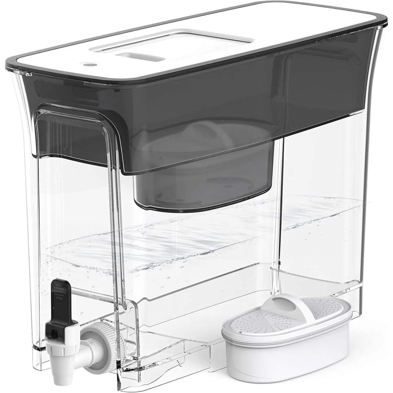 WFD-40L Water Filter Dispenser, 35-Cup Capacity, Black |   200-Gallon Long-Life Water Filter Pitcher, Large Capacity, Reduces Chlorine, PFOA/PFOS and More, BPA Free
