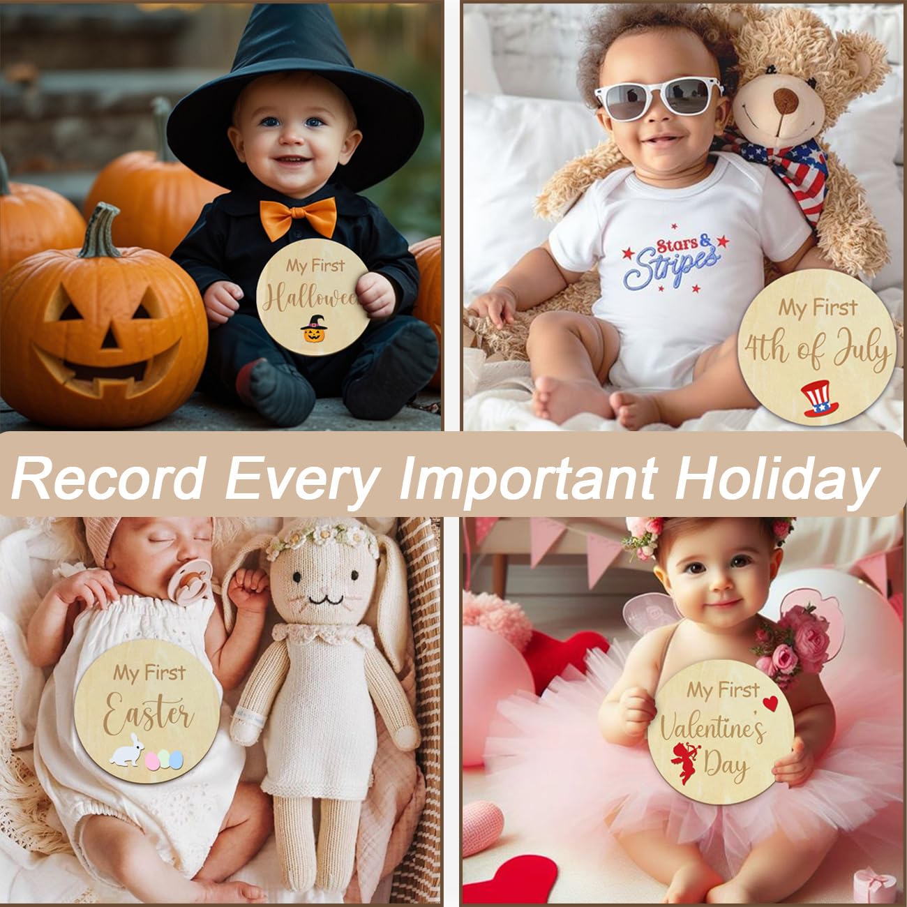 SAGAETR Monthly Milestone Cards - My Holiday Milestone|  Announcement Sign & Celebration Board| Hello World Sign| Milestone Photo Cards|    & Keepsake